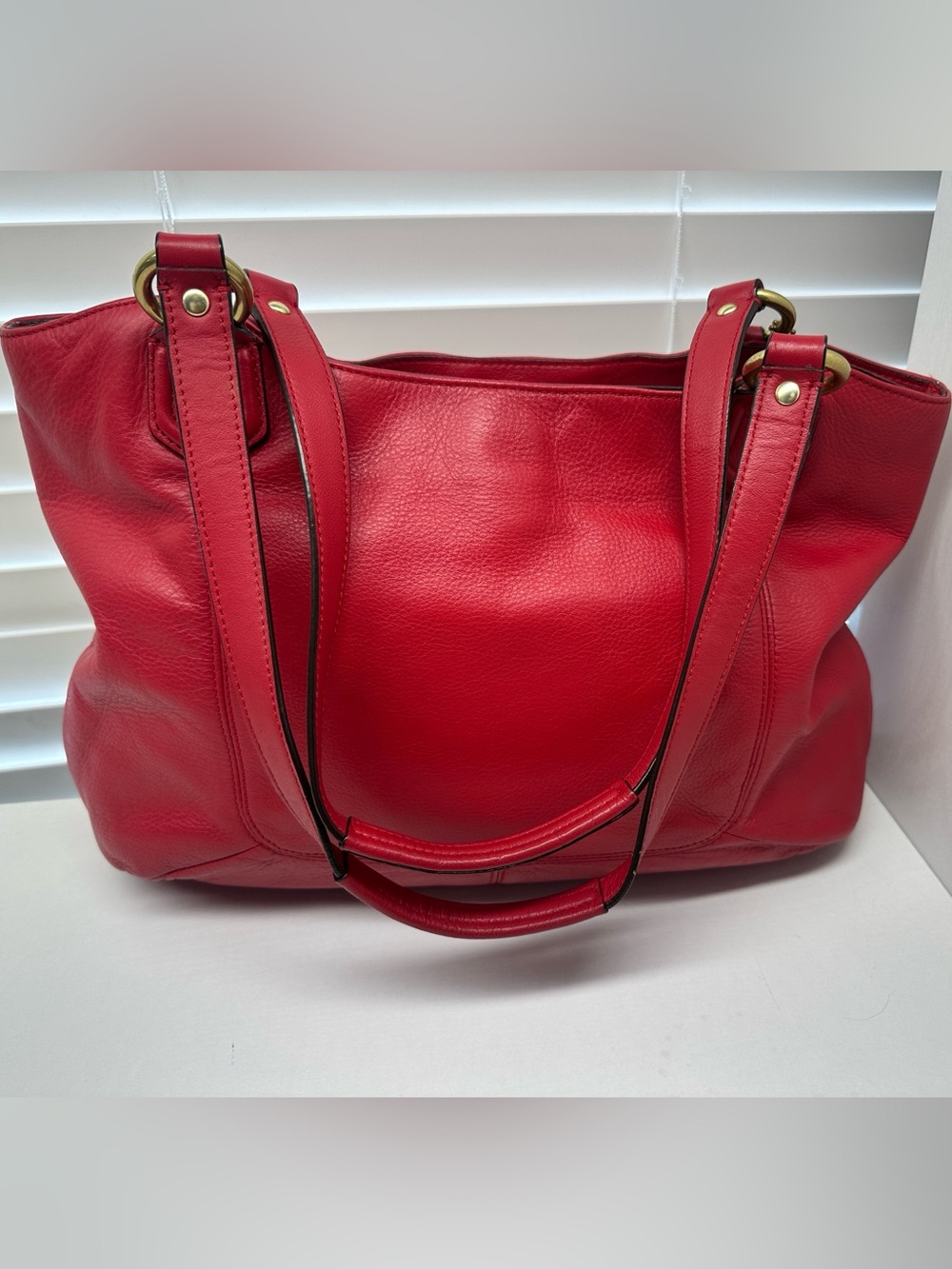 Coach Red Campbell Leather Belle Carryall - Picture 3 of 13
